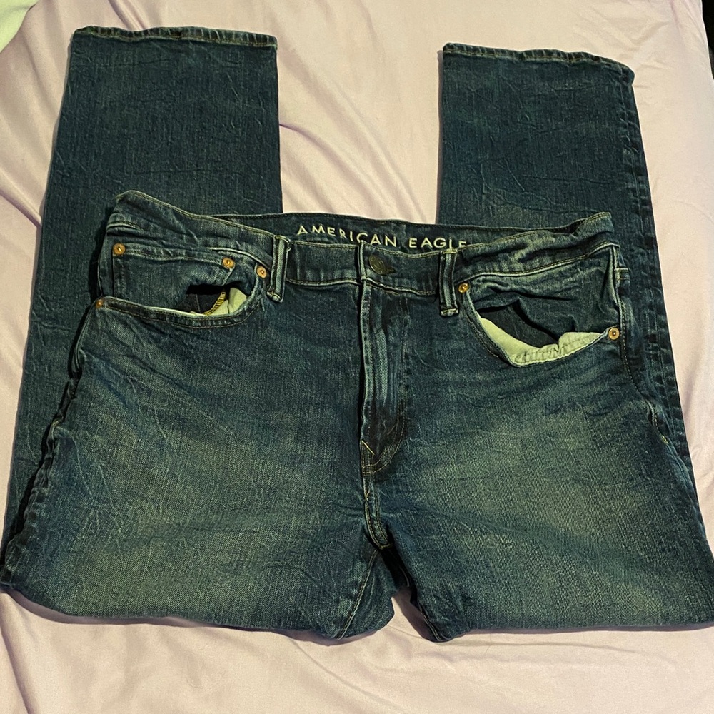 American Eagle Outfitters Men's Dark Blue Straight Jeans